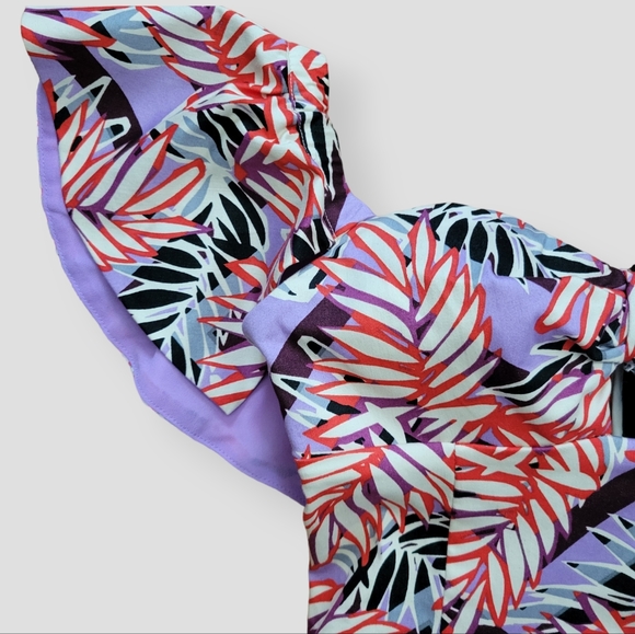 NWOT GUESS Clara Strapless Ruffle Sleeve Mini Dress Red Purple - Picture 4 of 16